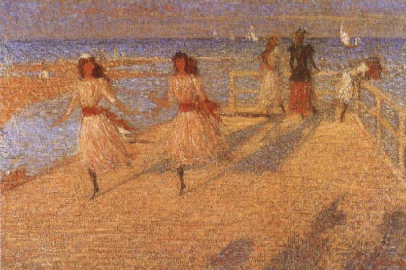 Philip Wilson Steer Girls Running oil painting image